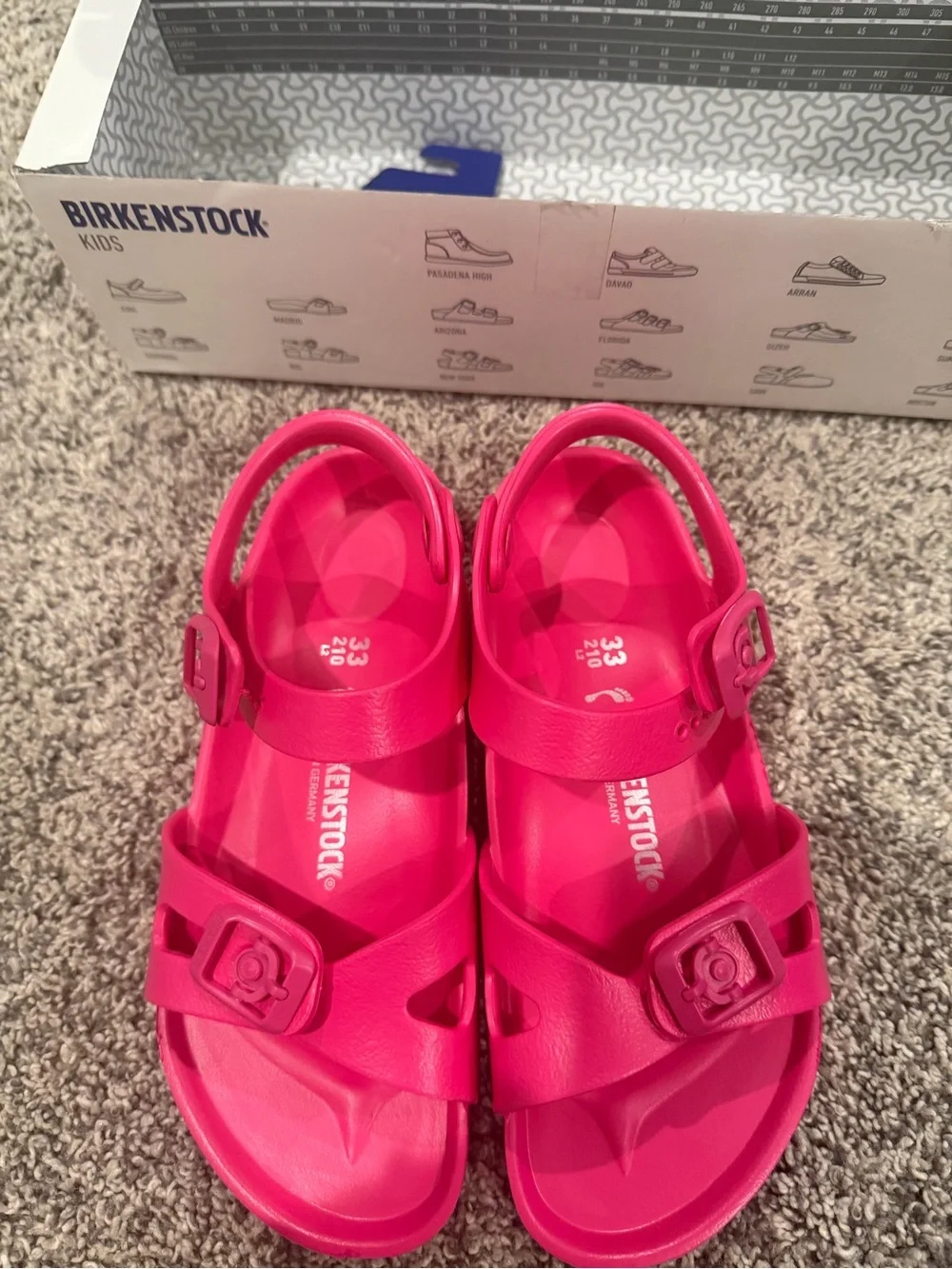 Birkenstock Kids Bright Pink EVA Two-Strap Sandals